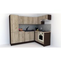 Bucatarie de Colt GENA NEW 3 DR. 160-230, Cu Corp de Cuptor, Wenge / Decor K002